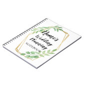 ノートの素朴な結婚式は葉の金ゴールドフレームを残します ノートブック (左側)