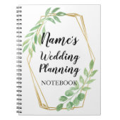 ノートの素朴な結婚式は葉の金ゴールドフレームを残します ノートブック (正面)