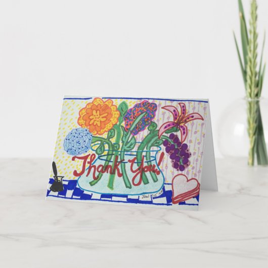 ノートの花、印象派のスタイルありがとう サンキューカード (正面)