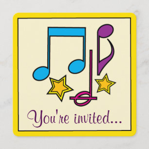 ノートを持つ誕生日の劇場、ミュージカルまたは映画パーティー 招待状