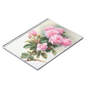 ノートを絵を描いているヴィンテージのピンクのバラ ノートブック (左側)