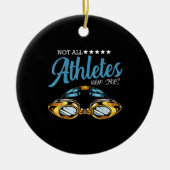 ノートアスリート衣服靴おもしろい水泳泳ぐ人 セラミックオーナメント (正面)