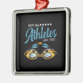 ノートアスリート衣服靴おもしろい水泳泳ぐ人 メタルオーナメント (左)