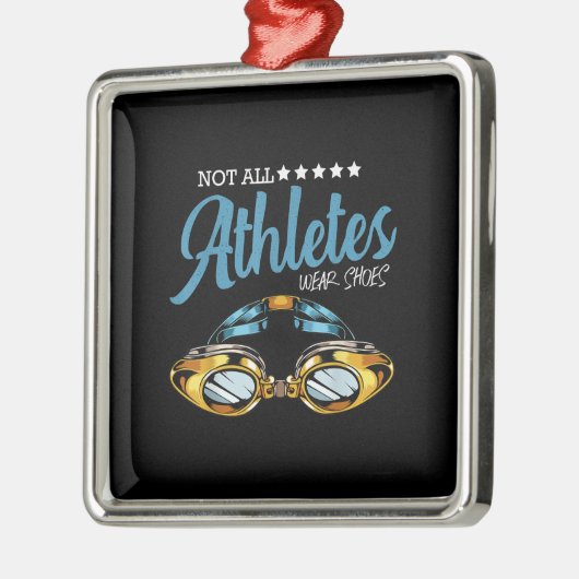 ノートアスリート衣服靴おもしろい水泳泳ぐ人 メタルオーナメント (左)