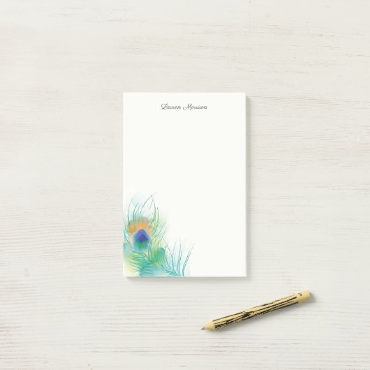 ノートウォーターの個人用設定ピーコックフェザー ポストイット (デスク上)