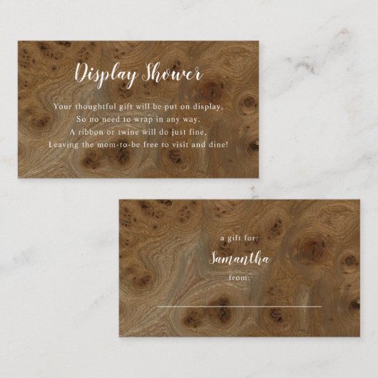 ノートウッドディスプレイ赤ちゃんシャワー挿入カード+ラベル 名刺 (正面/裏面)