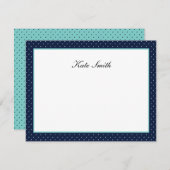 ノートカパーソナライズされたード – Navy Blue & Aqua – ドット 招待状 (正面/裏面)