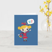 ノートカードだけで鳥の少女 カード (黄色い花)