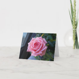 ノートカードに付いたピンク空白ののバラ サンキューカード