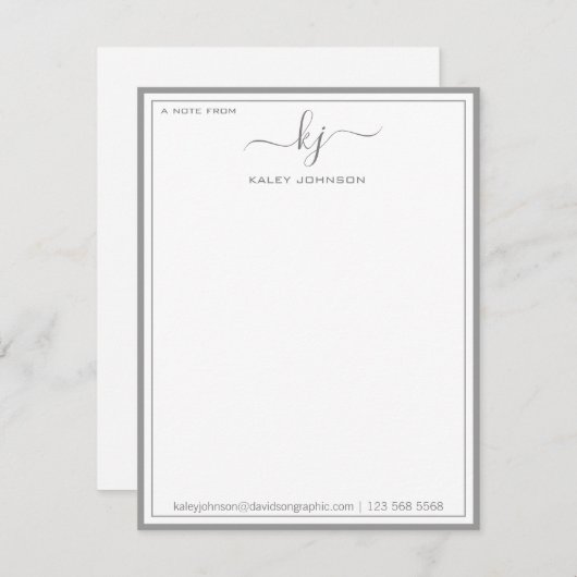 ノートカードのデスクからミニマリストの灰色の白 サンキューカード (正面/裏面)