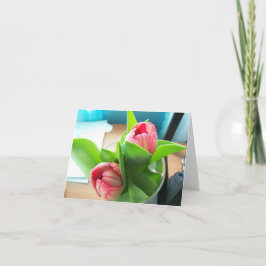 ノートカードのピンクデスクトッ空白のプのチューリップ カード