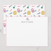 ノートカードエレガントフラットコスメモダンティガールズ サンキューカード (正面/裏面)