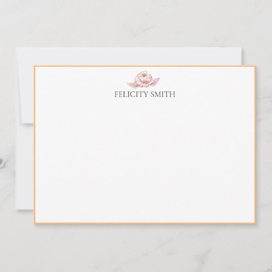 ノートカードエレガントフラットボモダンタニカルオレンジ サンキューカード (正面)