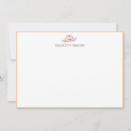 ノートカードエレガントフラットボモダンタニカルオレンジ サンキューカード