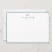 ノートカードエレガントフラットボモダンタニカルグリーン サンキューカード (正面)