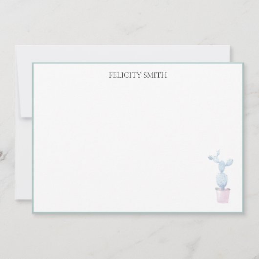 ノートカードエレガントフラットボモダンタニカルサボテン サンキューカード (正面)