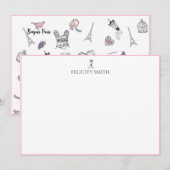 ノートカードエレガントフラットボモダンタニカルパターン サンキューカード (正面/裏面)