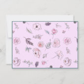 ノートカードエレガントフラットボモダンタニカルピンク サンキューカード (裏面)