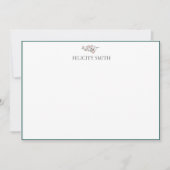 ノートカードエレガントフラットボモダンタニカルピンク サンキューカード (正面)