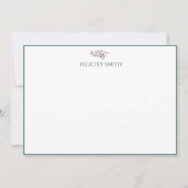 ノートカードエレガントフラットボモダンタニカルピンク サンキューカード