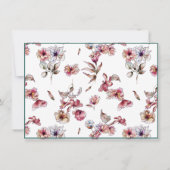 ノートカードエレガントフラットボモダンタニカルピンク サンキューカード (裏面)