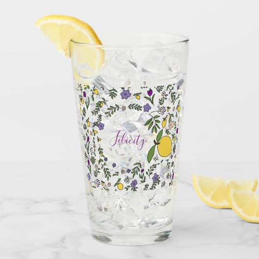 ノートカードエレガントフラットボモダンタニカルフローラ タンブラーグラス (アイス正面)