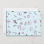 ノートカードエレガントフラットボモダンタニカルブルー サンキューカード (裏面)