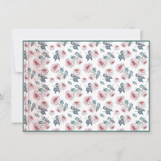 ノートカードエレガントフラットボモダンタニカルブルー サンキューカード (裏面)