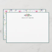 ノートカードエレガントフラットボモダンタニカル牡丹 サンキューカード (正面/裏面)