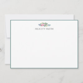 ノートカードエレガントフラットボモダンタニカル牡丹 サンキューカード