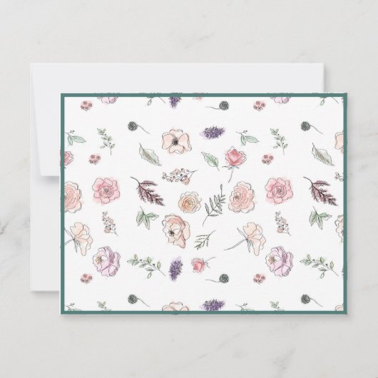 ノートカードエレガントフラットボモダンタニカル追加の名前 サンキューカード (裏面)