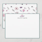 ノートカードエレガントフラットボモダンタニカル#3 サンキューカード (正面/裏面)