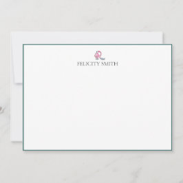 ノートカードエレガントフラットメモダンークガールズグリーン サンキューカード