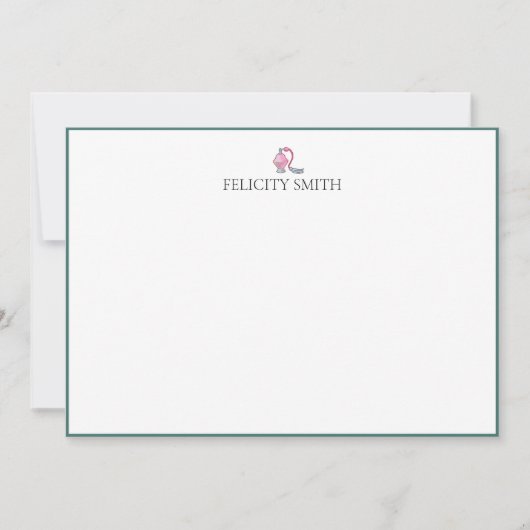 ノートカードエレガントフラットメモダンークガールズグリーン サンキューカード (正面)