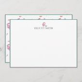 ノートカードエレガントフラットメモダンークガールズグリーン サンキューカード (正面/裏面)