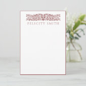 ノートカードエレガントヴィンテージ植物模様 サンキューカード (スタンド正面)