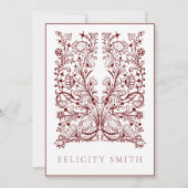 ノートカードエレガントヴィンテージ植物模様 サンキューカード (裏面)