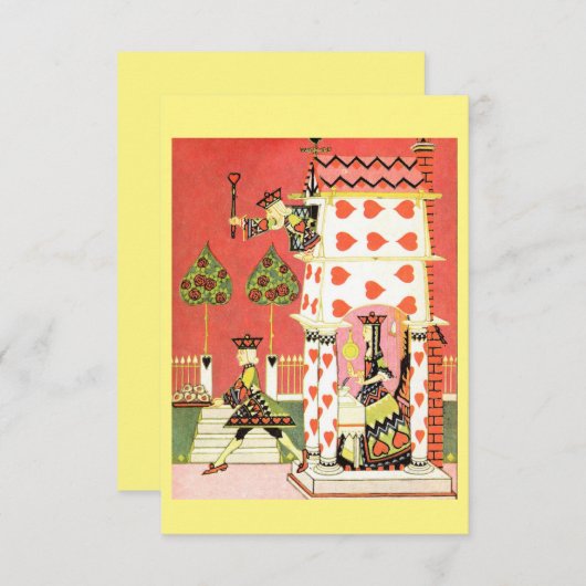 ノートカードキングハートヴィンテージイラストレーション サンキューカード (正面/裏面)