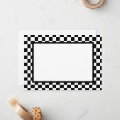ノートカードブラックとホワイトチェッカーの ノートカード (正面/裏面インサイチュ)