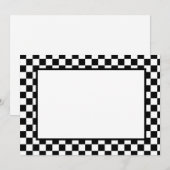 ノートカードブラックとホワイトチェッカーの ノートカード (正面/裏面)