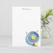 ノートカードレモンズブルーパターンプレート サンキューカード (スタンド正面)