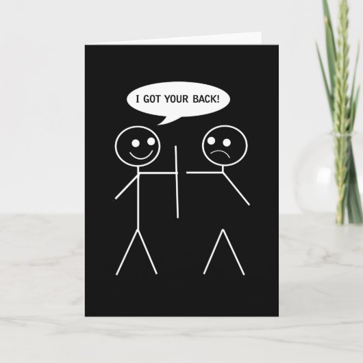 ノートカード – 背面を持つスティックのフィギュア – 黒/白 (正面)