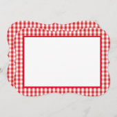 ノートカード – 赤と白の格子縞 (正面/裏面)