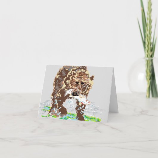 ノートカー空白のドの内側/グリズリーベア カード (正面)