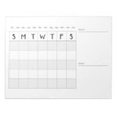 ノートシンプルデスクのメモ帳を使用した月次カレンダー ノートパッド (正面)