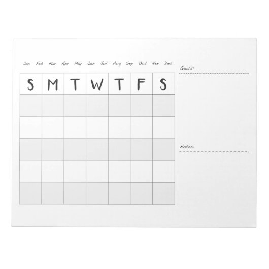 ノートシンプルデスクのメモ帳を使用した月次カレンダー ノートパッド (正面)