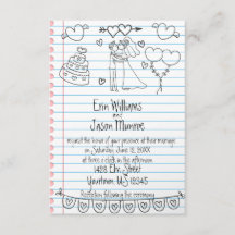 ノートドードル結婚式招待状