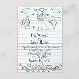 ノートドードル結婚式招待状 招待状