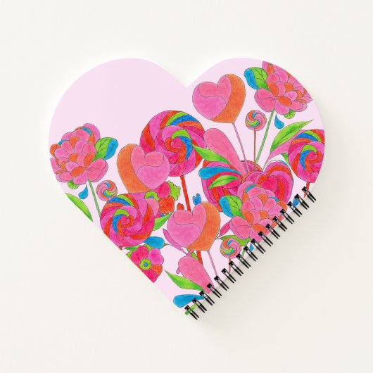 ノートハート棒つきキャンデー花 ノートブック (裏面)