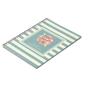 ノートパソコストライプンのカスタマイズ可能な市区町村名仕訳帳 ノートブック (左側)